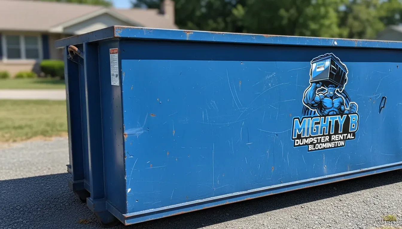 15 yard roll-off dumpster ready for loading in Bloomington, IL