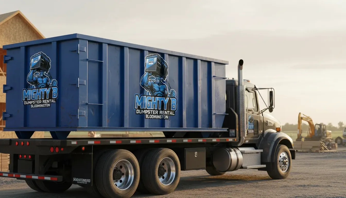 30 yard roll-off dumpster on a Bloomington construction site